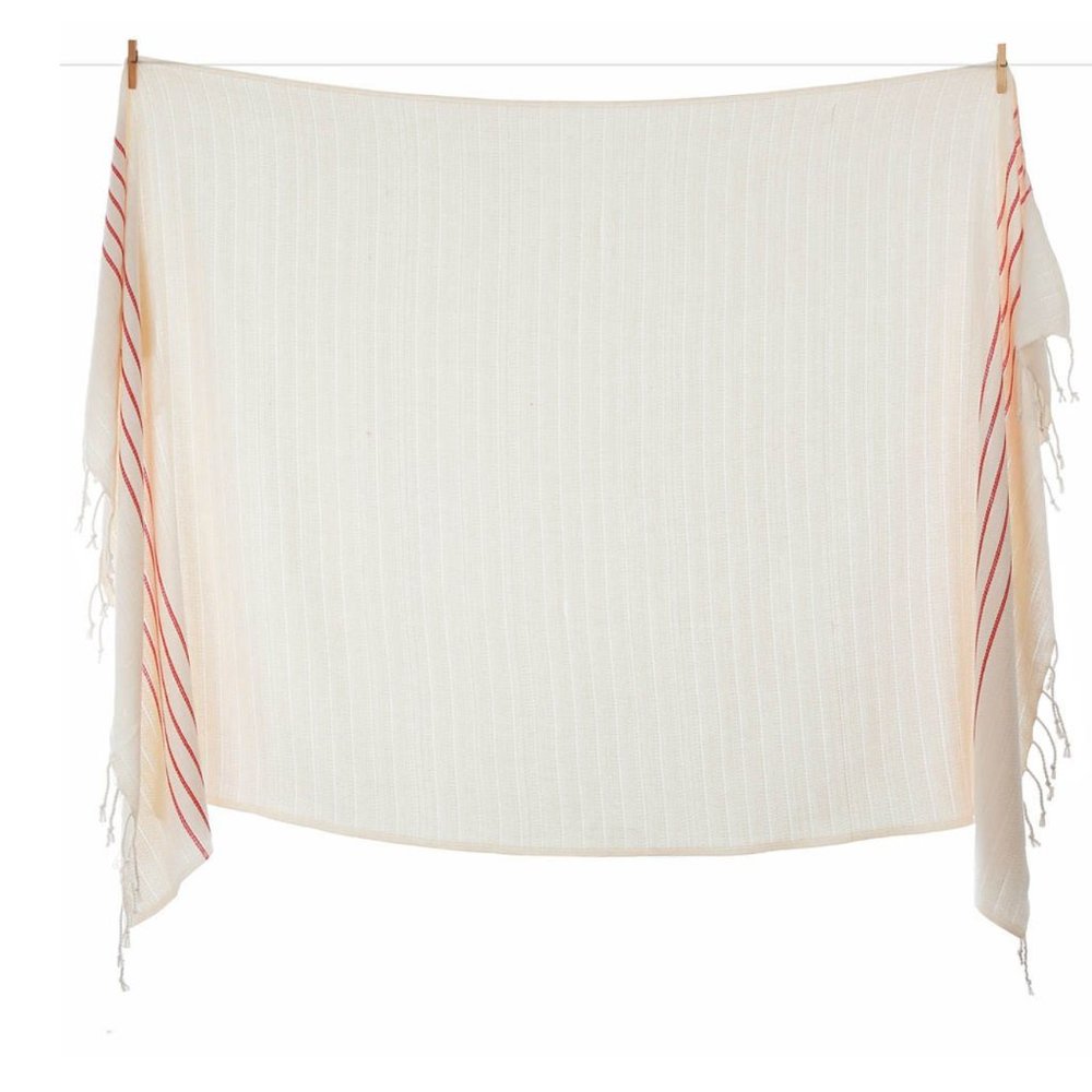 Bamboo & Turkish Cotton Soft Beach Bath Towel with Red Stripes - Picture 3 of 4
